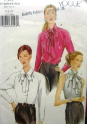 7317 EZ  Vogue Easy Loose Collar Tied Blouse Sleeves or Not  Pattern 6-10; 18-22 uncut choice